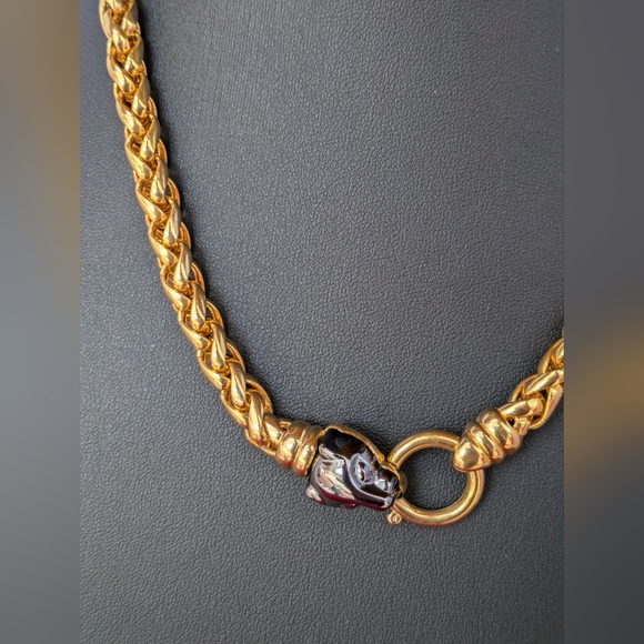 Vintage Fine Gold tone solid collar Panther head closure‎ - Picture 4 of 15